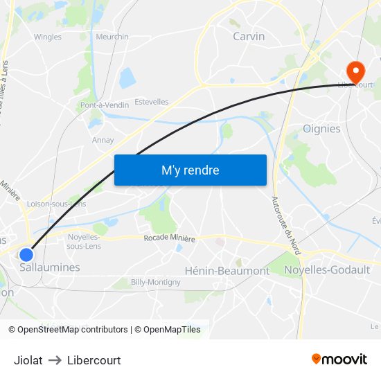 Jiolat to Libercourt map