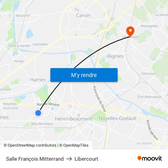 Salle François Mitterrand to Libercourt map