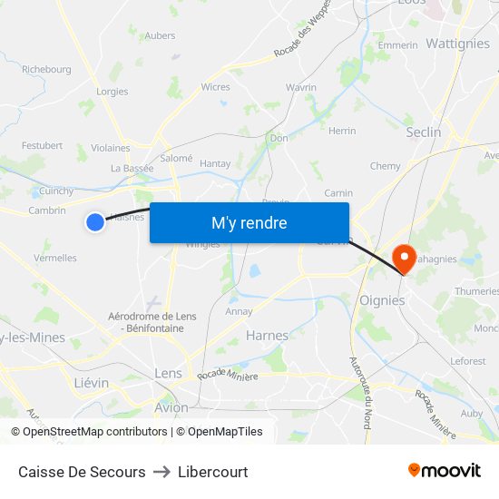 Caisse De Secours to Libercourt map
