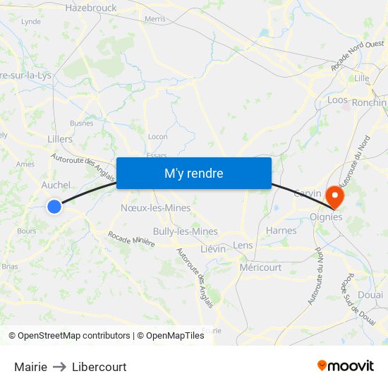 Mairie to Libercourt map