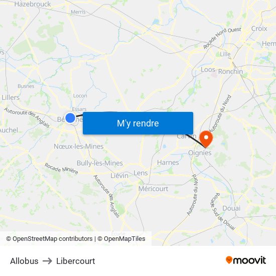 Allobus to Libercourt map