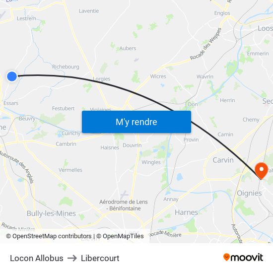 Locon Allobus to Libercourt map