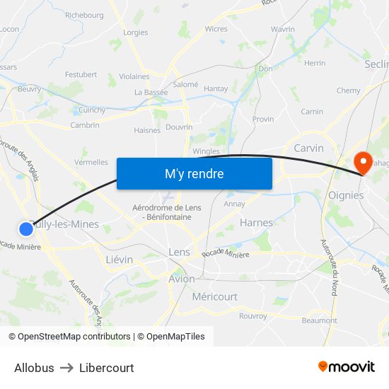 Allobus to Libercourt map