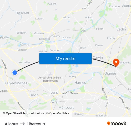 Allobus to Libercourt map