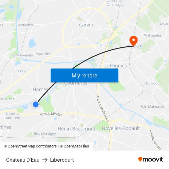 Chateau D'Eau to Libercourt map