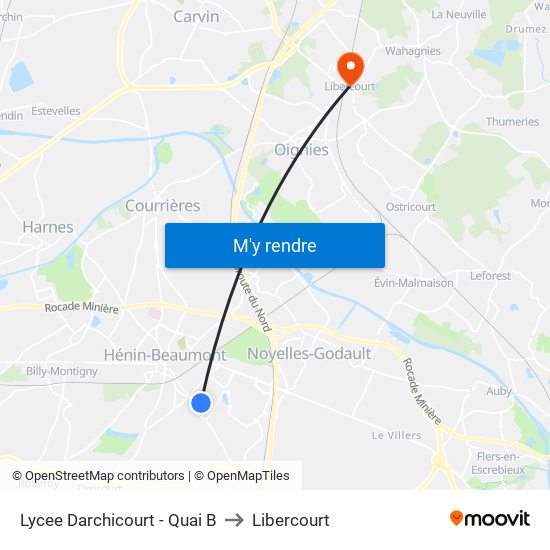 Lycee Darchicourt - Quai B to Libercourt map