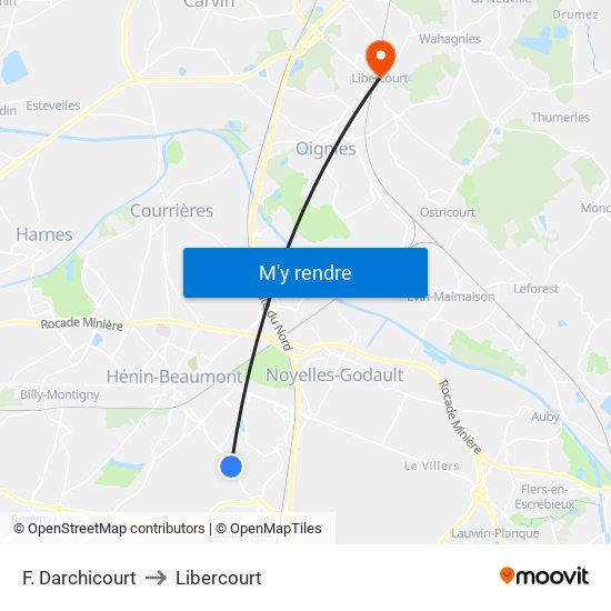 F. Darchicourt to Libercourt map