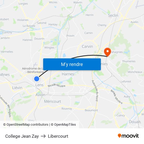 College Jean Zay to Libercourt map