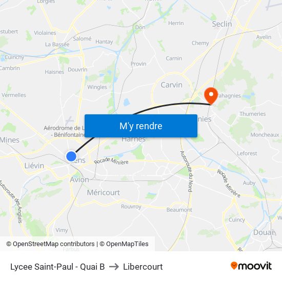 Lycee Saint-Paul - Quai B to Libercourt map