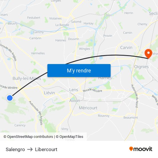 Salengro to Libercourt map