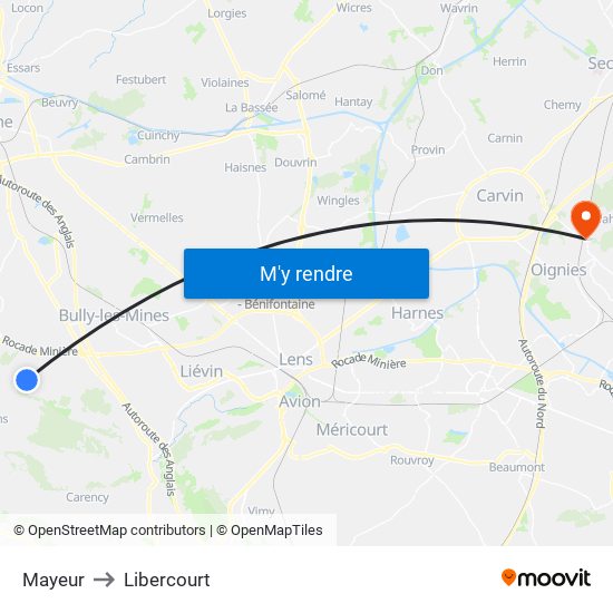 Mayeur to Libercourt map