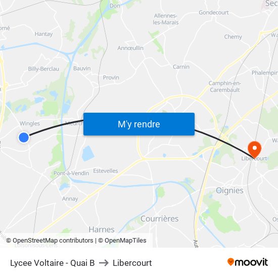Lycee Voltaire - Quai B to Libercourt map