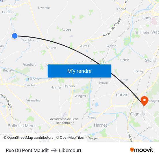 Rue Du Pont Maudit to Libercourt map