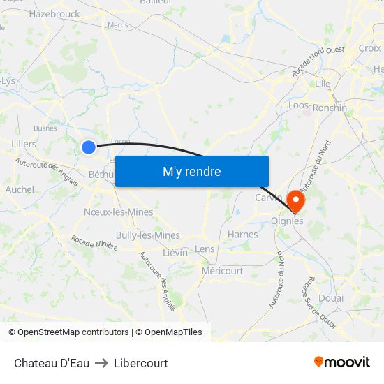 Chateau D'Eau to Libercourt map