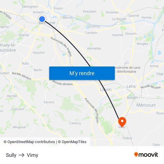 Sully to Vimy map