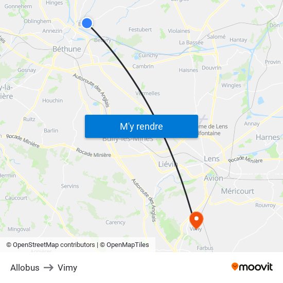 Allobus to Vimy map