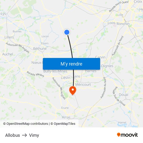 Allobus to Vimy map
