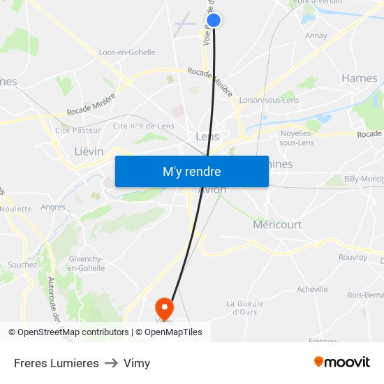 Freres Lumieres to Vimy map