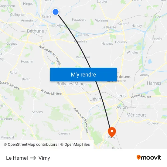 Le Hamel to Vimy map