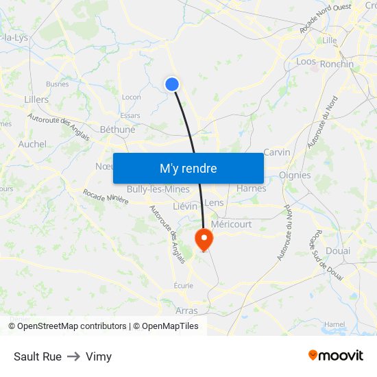 Sault Rue to Vimy map