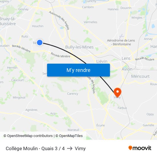 Collège Moulin - Quais 3 / 4 to Vimy map