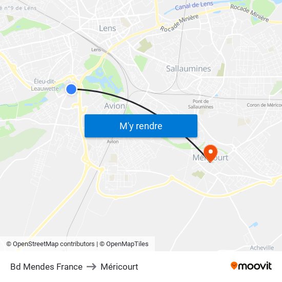 Bd Mendes France to Méricourt map