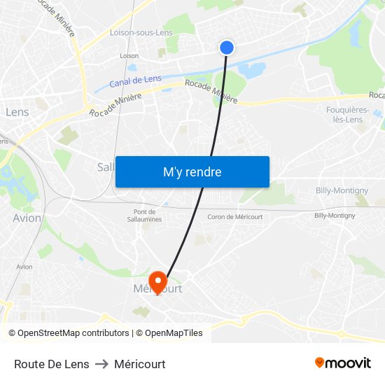 Route De Lens to Méricourt map