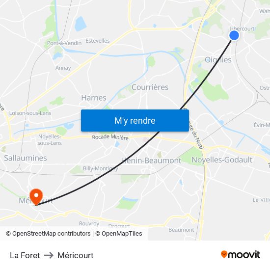 La Foret to Méricourt map