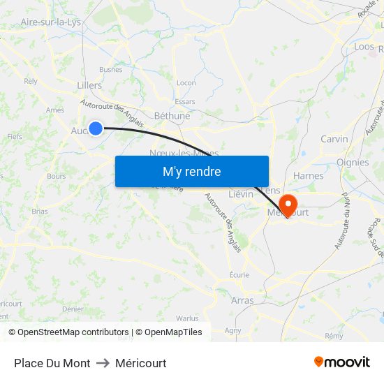 Place Du Mont to Méricourt map