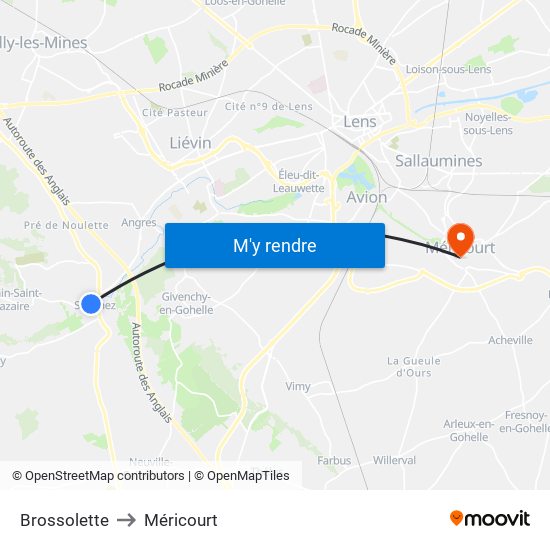 Brossolette to Méricourt map