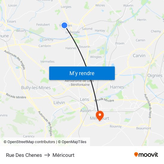 Rue Des Chenes to Méricourt map