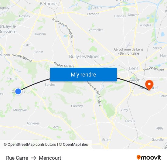 Rue Carre to Méricourt map