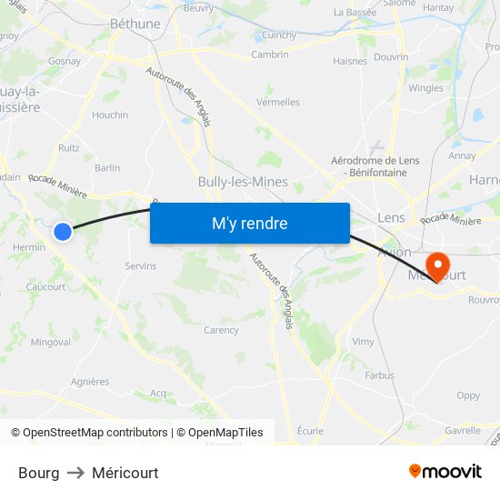 Bourg to Méricourt map