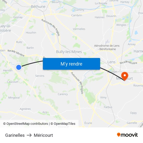 Garinelles to Méricourt map