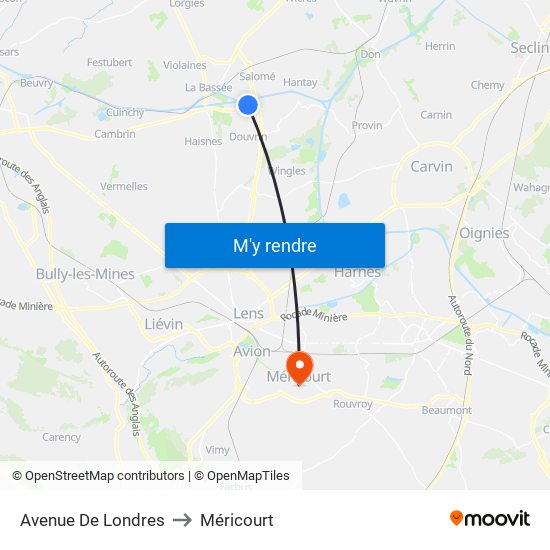 Avenue De Londres to Méricourt map