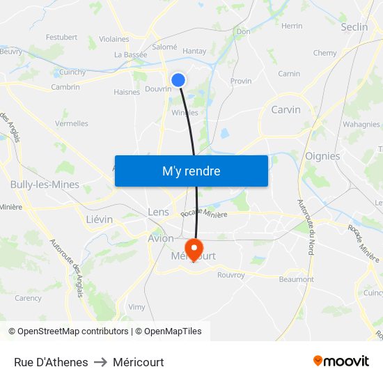 Rue D'Athenes to Méricourt map