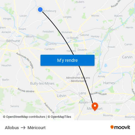 Allobus to Méricourt map