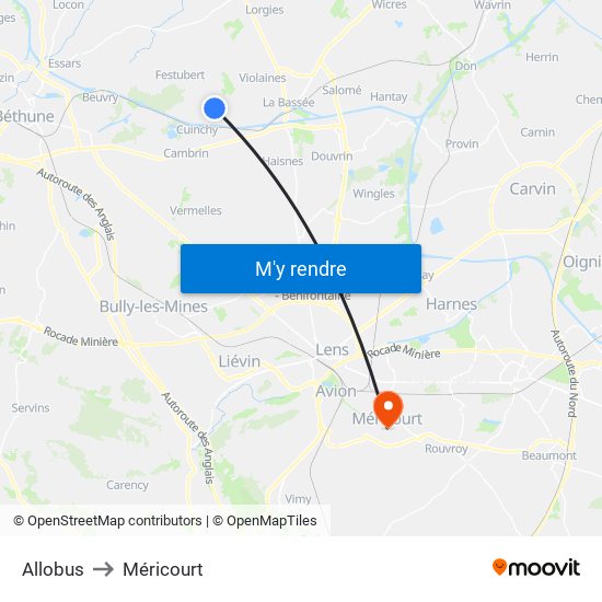 Allobus to Méricourt map