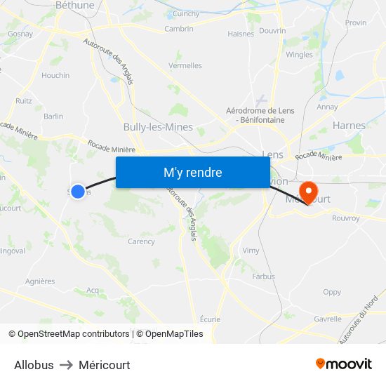 Allobus to Méricourt map
