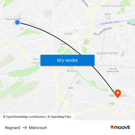 Regnard to Méricourt map