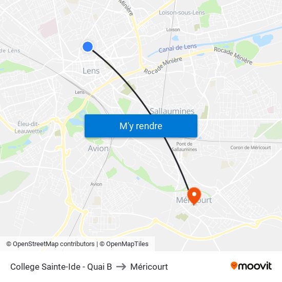 College Sainte-Ide - Quai B to Méricourt map