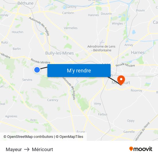 Mayeur to Méricourt map