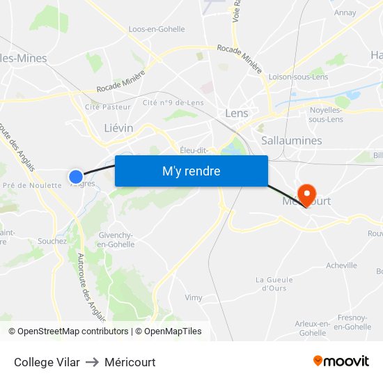 College Vilar to Méricourt map