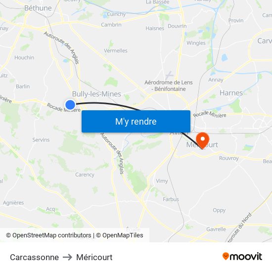 Carcassonne to Méricourt map