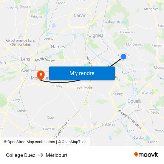 College Duez to Méricourt map