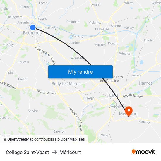 College Saint-Vaast to Méricourt map