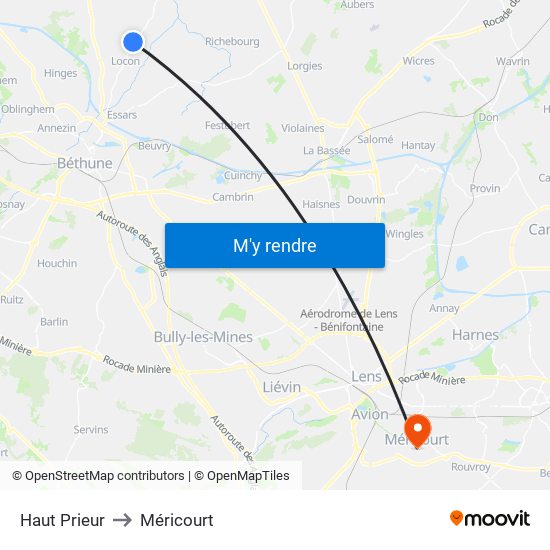Haut Prieur to Méricourt map