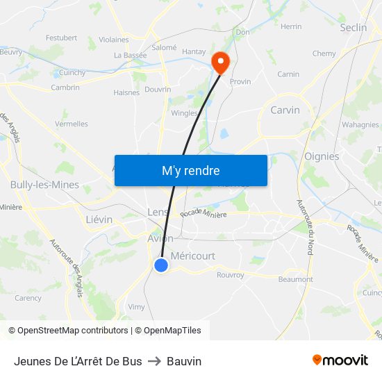 Jeunes De L’Arrêt De Bus to Bauvin map