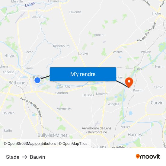 Stade to Bauvin map