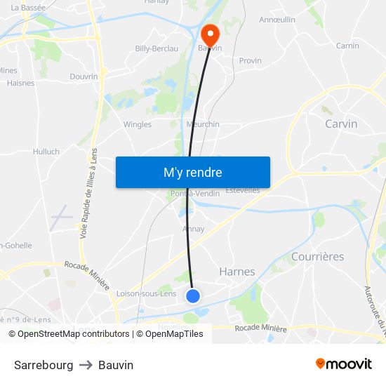 Sarrebourg to Bauvin map